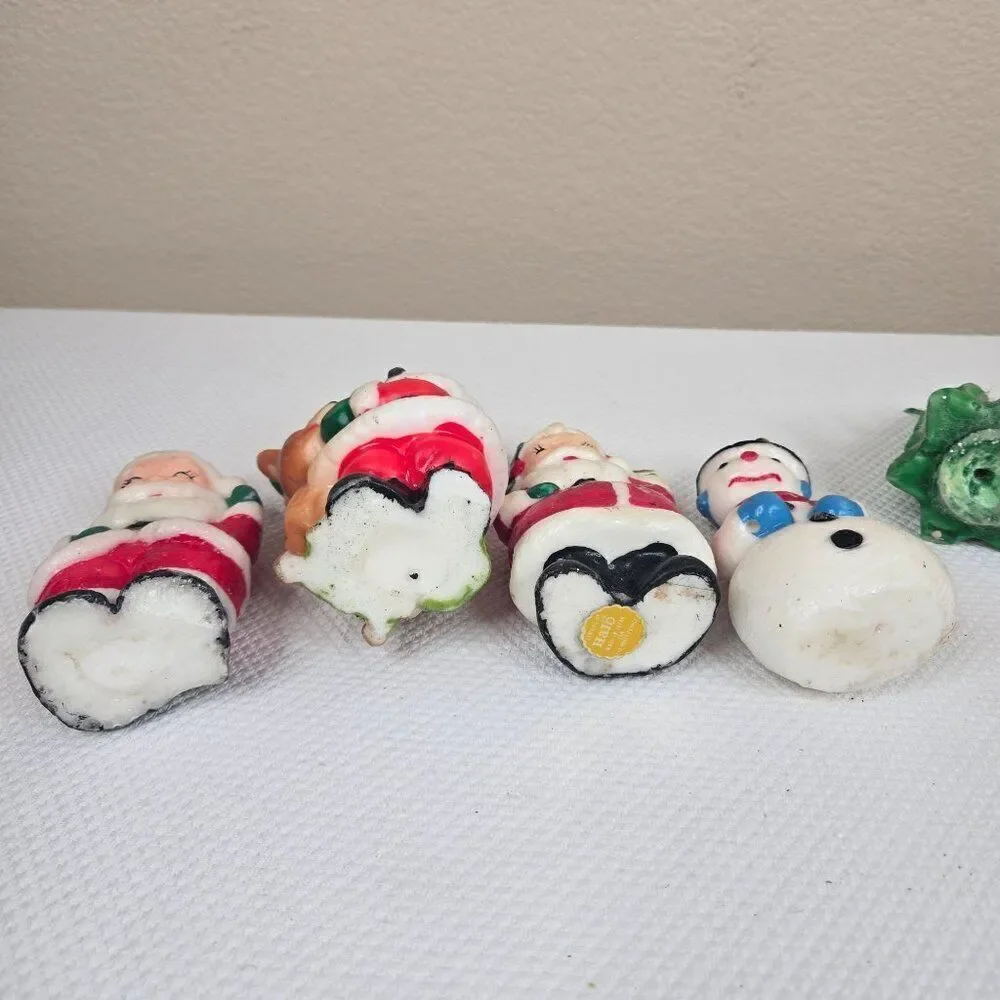 Vintage Gurly Halo Christmas Candle Lot 10 Santa Snowman Angel Tree Choir